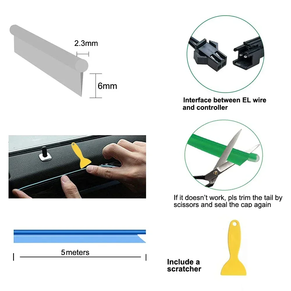 1-5M Car Interior Led Strip Li - đánh giá và giá Led El Wire