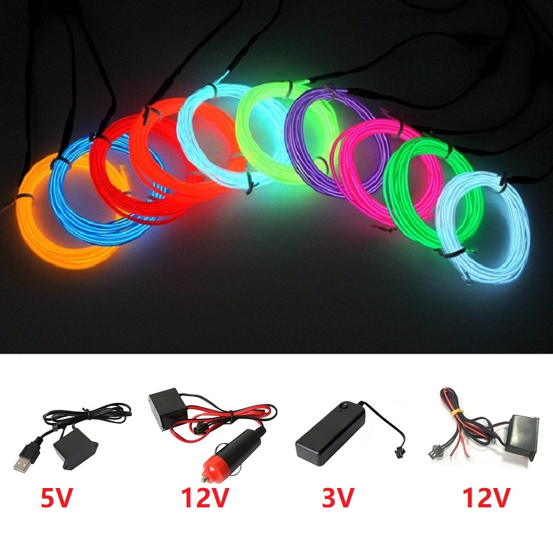 10m/5m/3m/1m 3V Battery 5V USB - đánh giá và giá Led El Wire